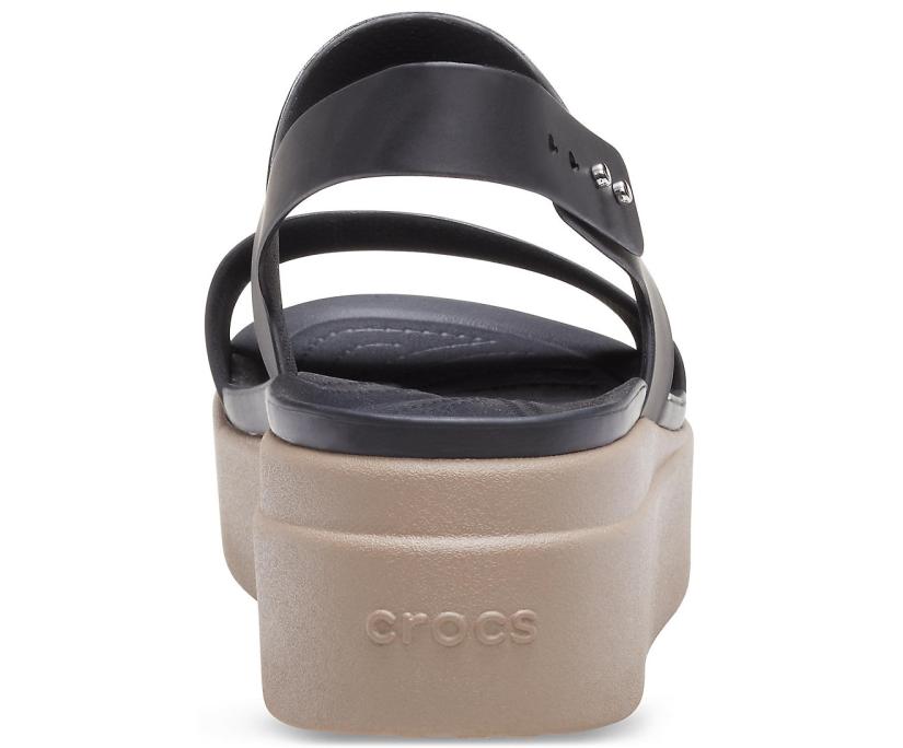 Women Crocs Brooklyn Low Wedge Black / Mushroom | Crocs Sandals