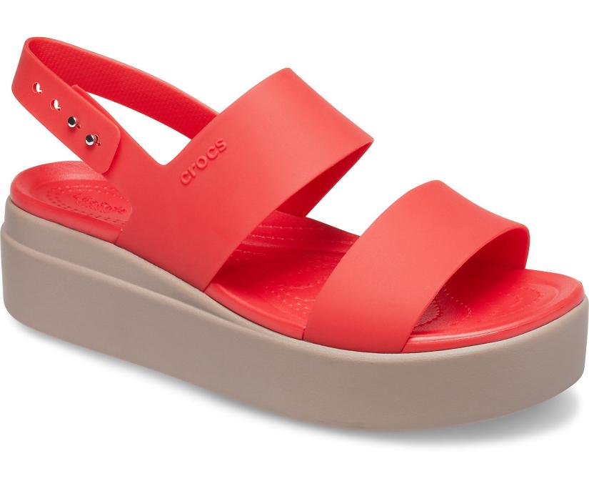 Women Crocs Brooklyn Low Wedge Flame / Mushroom | Crocs Sandals