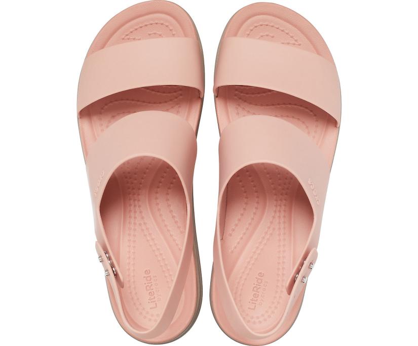 Women Crocs Brooklyn Low Wedge Pale Blush / Mushroom | Crocs Sandals