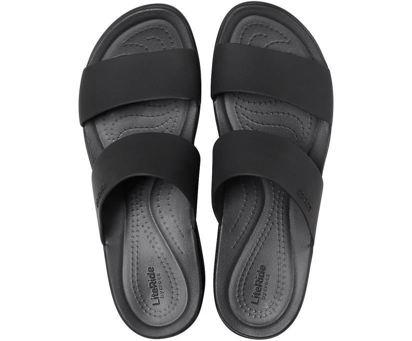 Women Crocs Brooklyn Mid Wedge Black / Black | Crocs Sandals