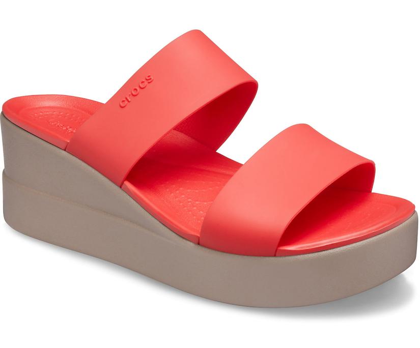 Women Crocs Brooklyn Mid Wedge Flame / Mushroom | Crocs Sandals