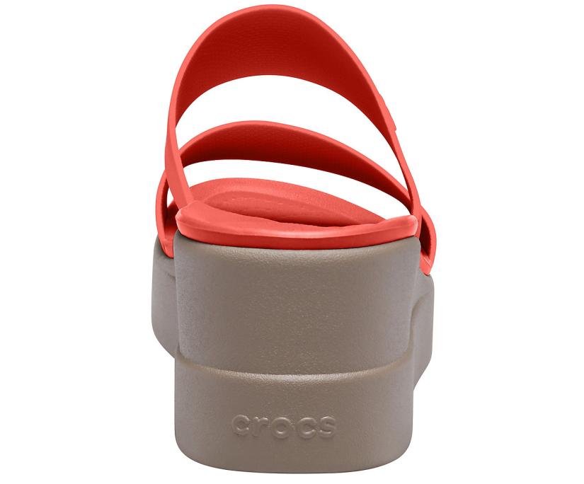 Women Crocs Brooklyn Mid Wedge Flame / Mushroom | Crocs Sandals