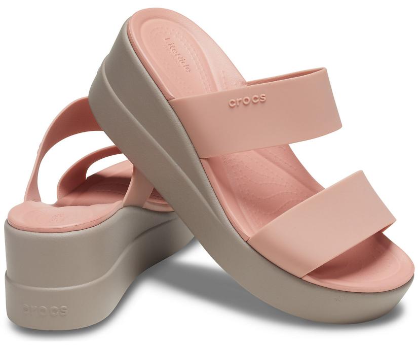 Women Crocs Brooklyn Mid Wedge Pale Blush | Crocs Sandals