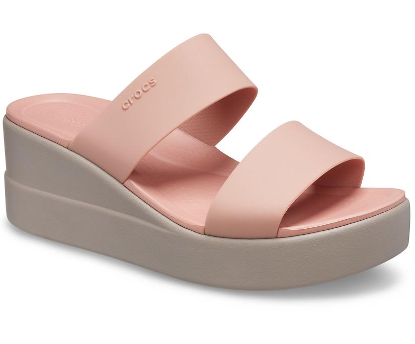 Women Crocs Brooklyn Mid Wedge Pale Blush | Crocs Sandals