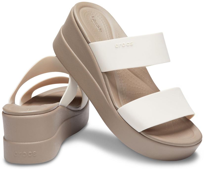 Women Crocs Brooklyn Mid Wedge Stucco / Mushroom | Crocs Sandals