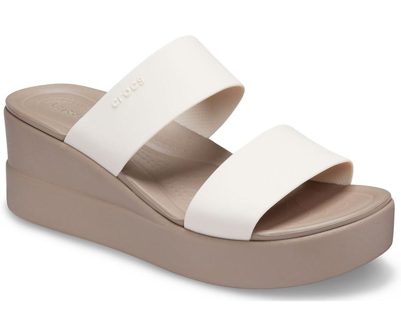 Women Crocs Brooklyn Mid Wedge Stucco / Mushroom | Crocs Sandals