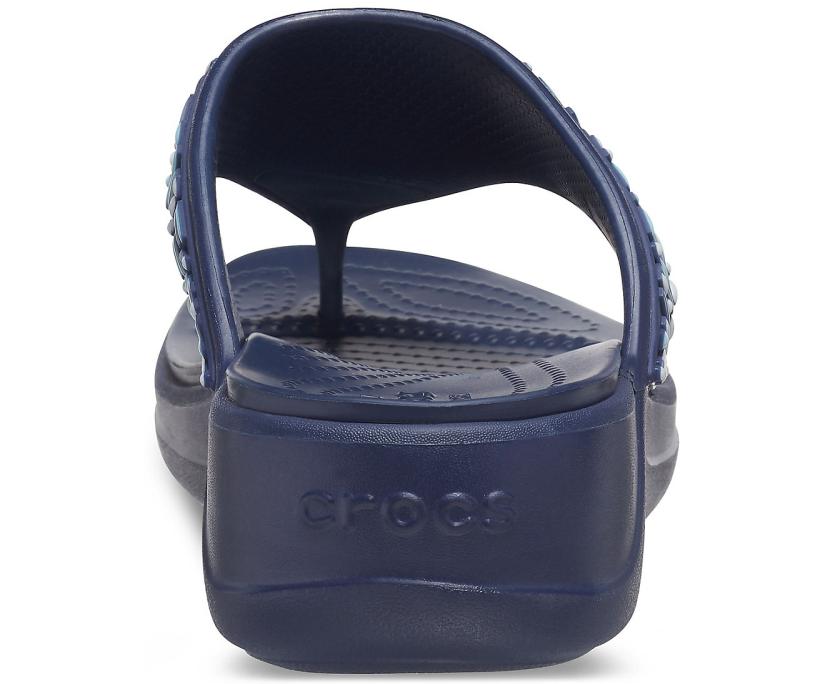 Women Crocs Monterey Beaded Wedge Flip Navy | Crocs Sandals