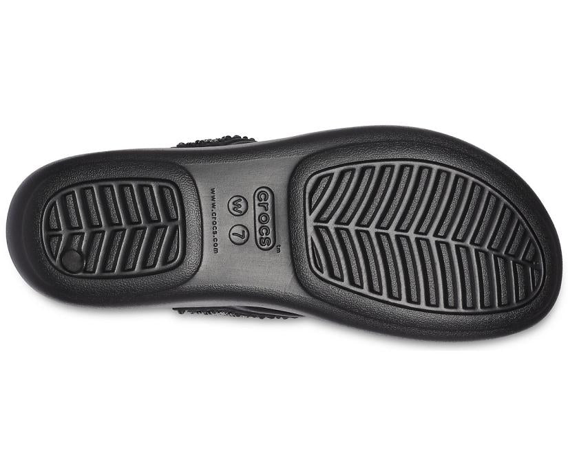 Women Crocs Monterey Shimmer Wedge Flip Black | Crocs Sandals