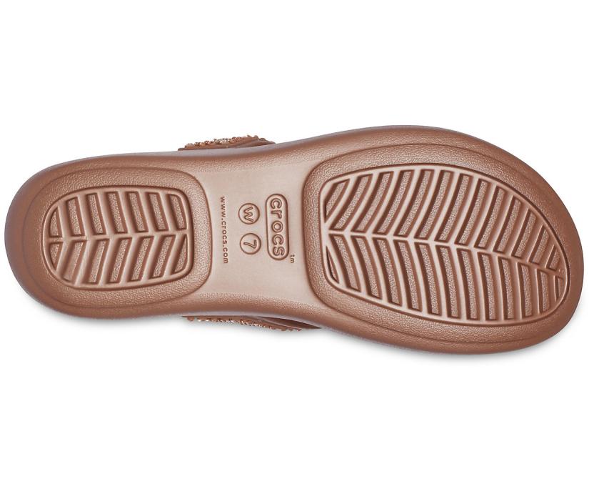 Women Crocs Monterey Shimmer Wedge Flip Bronze | Crocs Sandals