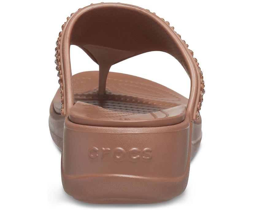 Women Crocs Monterey Shimmer Wedge Flip Bronze | Crocs Sandals