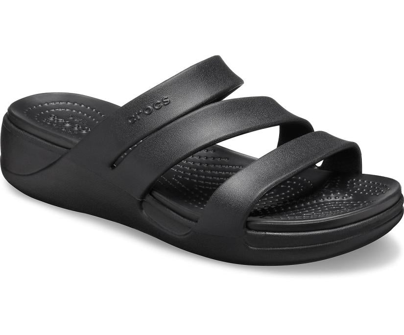 Women Crocs Monterey Strappy Wedge Black | Crocs Sandals