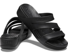 Women Crocs Monterey Strappy Wedge Black | Crocs Sandals