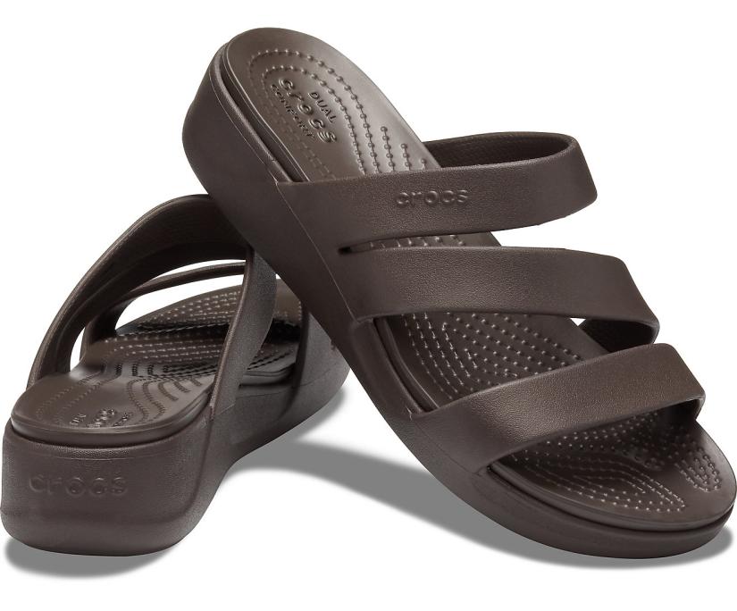 Women Crocs Monterey Strappy Wedge Espresso | Crocs Sandals