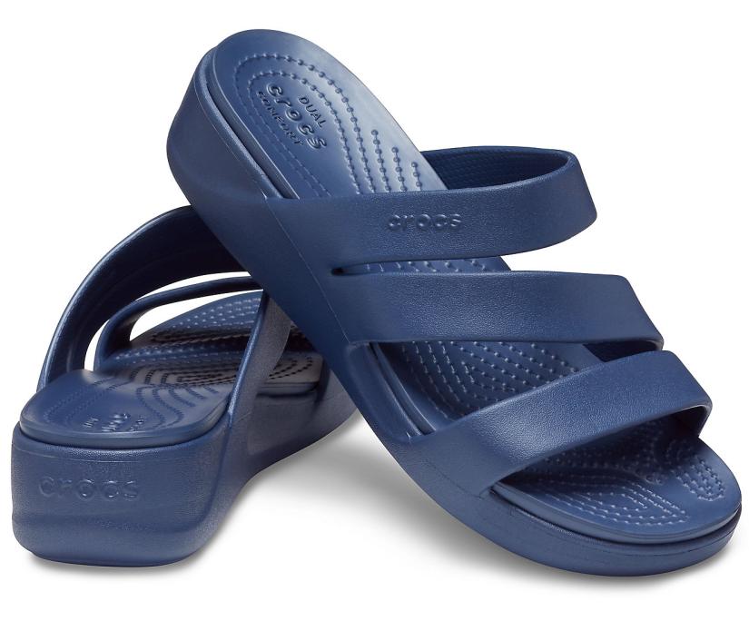 Women Crocs Monterey Strappy Wedge Navy | Crocs Sandals