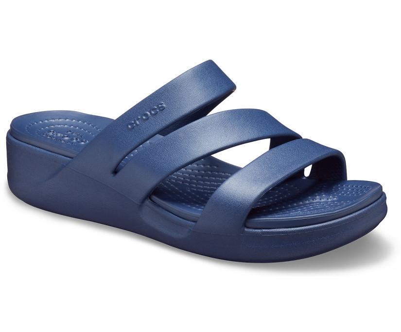 Women Crocs Monterey Strappy Wedge Navy | Crocs Sandals