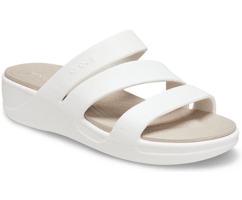 Women Crocs Monterey Strappy Wedge Oyster | Crocs Sandals