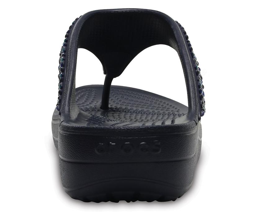 Women Crocs Sloane Embellished Flip Navy / Turquoise | Crocs Sandals