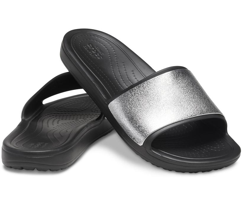 Women Crocs Sloane Shine Low Slide Black | Crocs Sandals