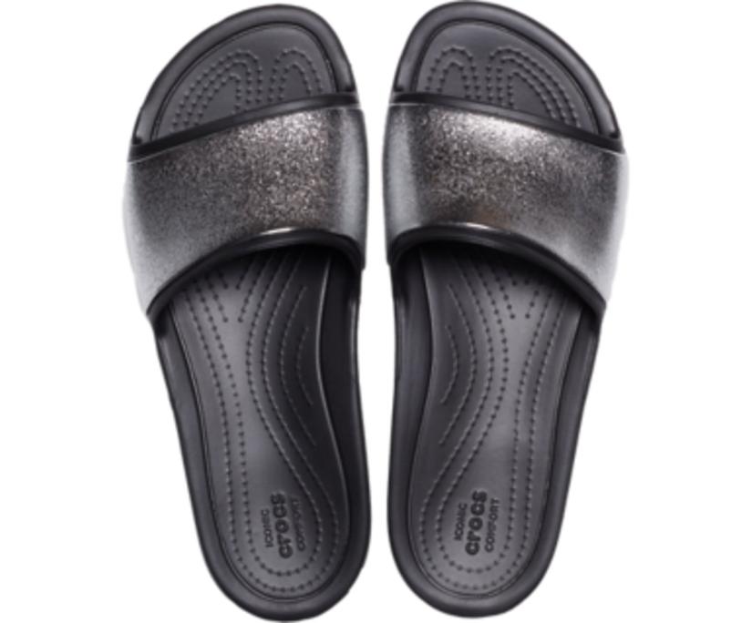 Women Crocs Sloane Shine Low Slide Black | Crocs Sandals