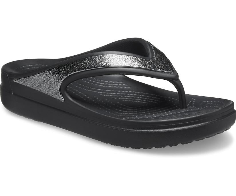 Women Crocs Sloane Shine Wedge Flip Black | Crocs Flip-Flops