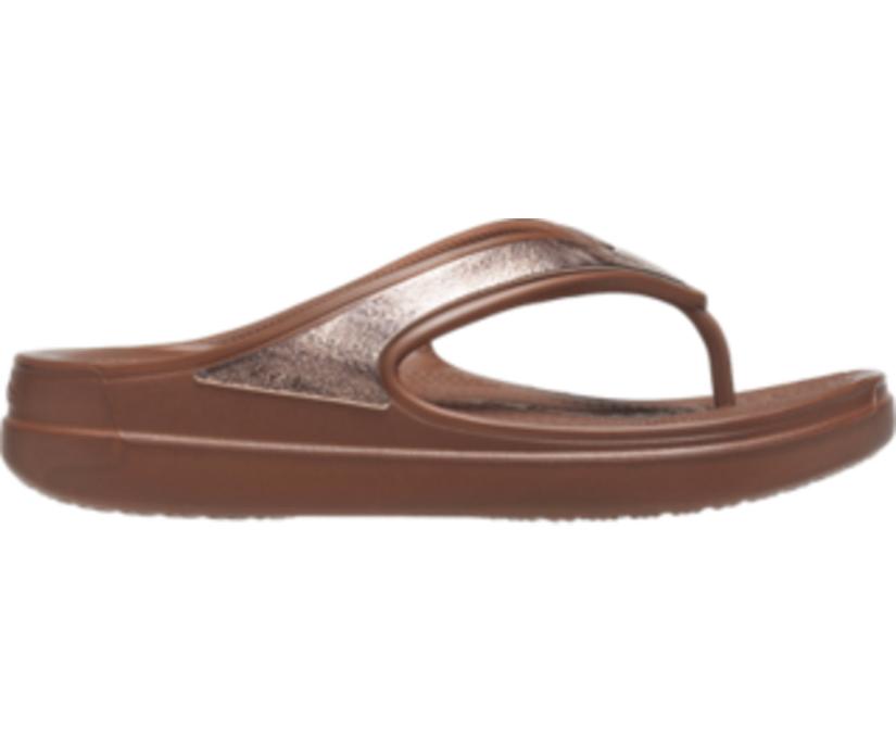 Women Crocs Sloane Shine Wedge Flip Bronze | Crocs Flip-Flops