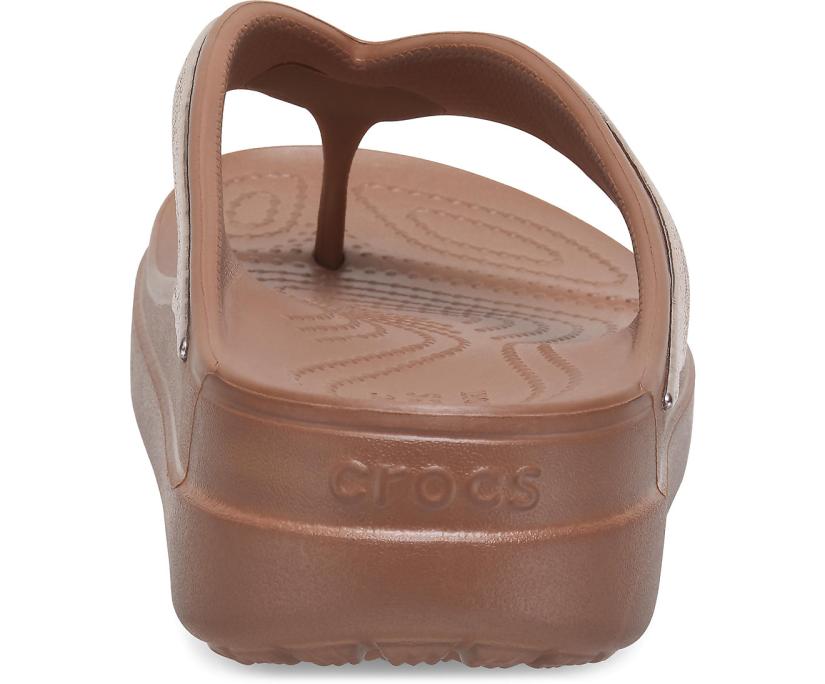 Women Crocs Sloane Shine Wedge Flip Bronze | Crocs Flip-Flops
