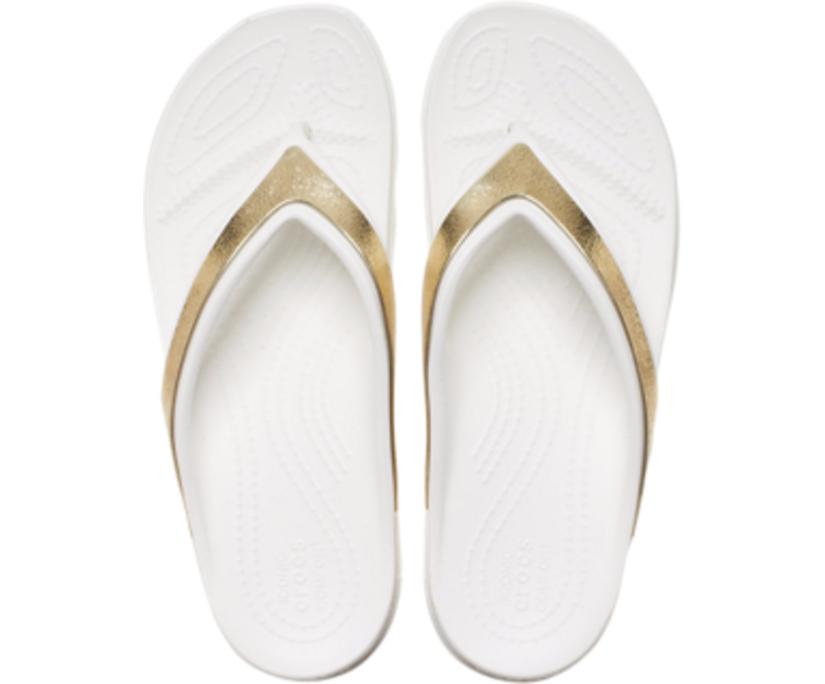 Women Crocs Sloane Shine Wedge Flip White | Crocs Flip-Flops