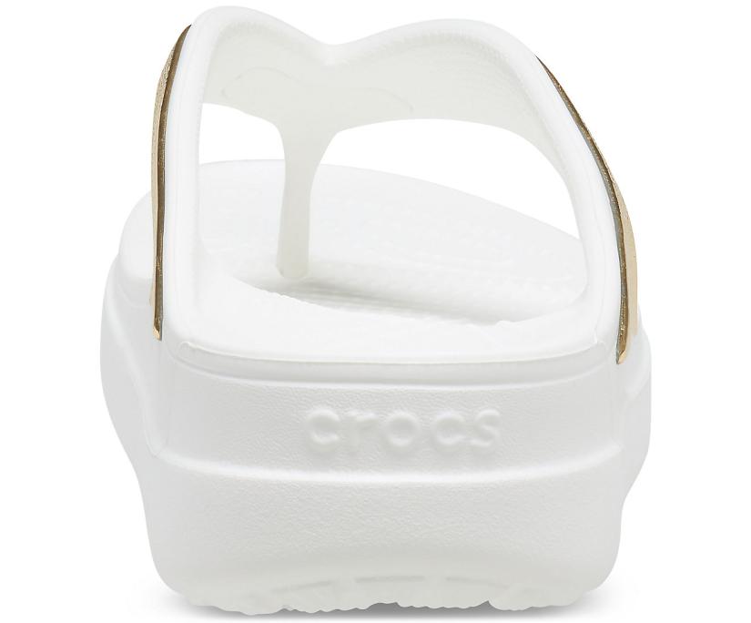 Women Crocs Sloane Shine Wedge Flip White | Crocs Flip-Flops
