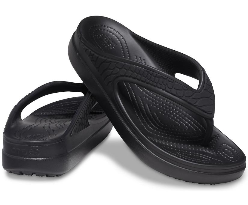 Women Crocs Sloane Snake Wedge Flip Black | Crocs Flip-Flops