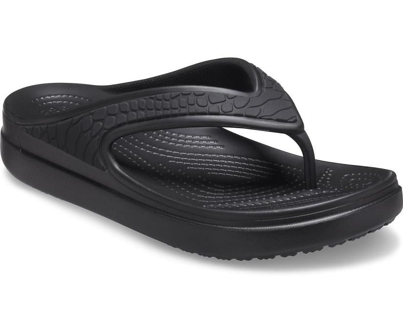 Women Crocs Sloane Snake Wedge Flip Black | Crocs Flip-Flops