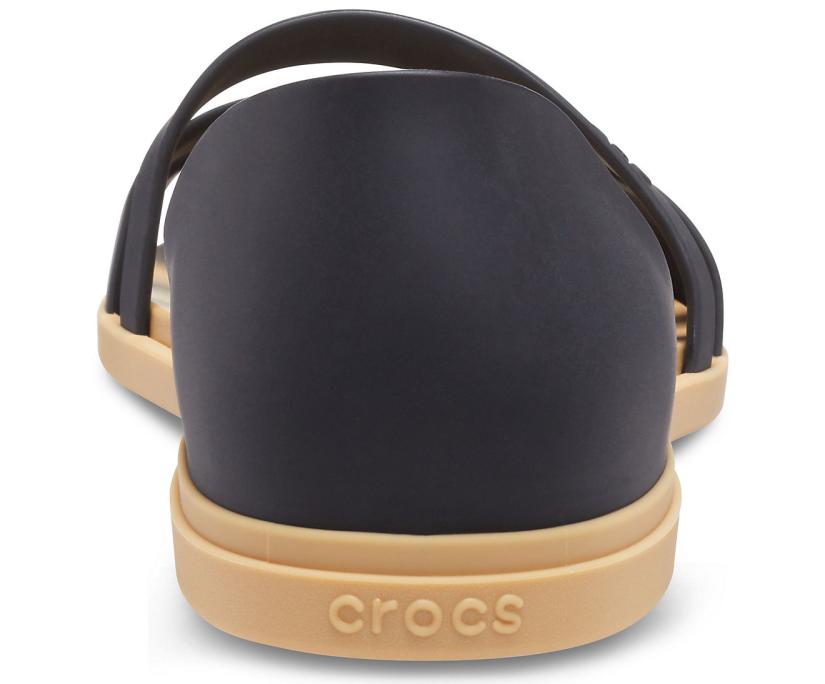 Women Crocs Tulum Open Flat Black / Tan | Crocs Sandals