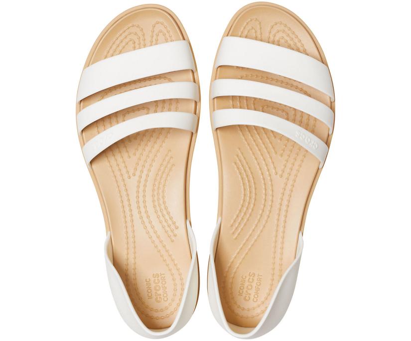 Women Crocs Tulum Open Flat Oyster / Tan | Crocs Sandals