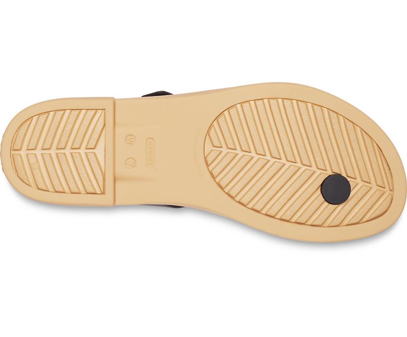Women Crocs Tulum Toe Post Sandal Black / Tan | Crocs Sandals