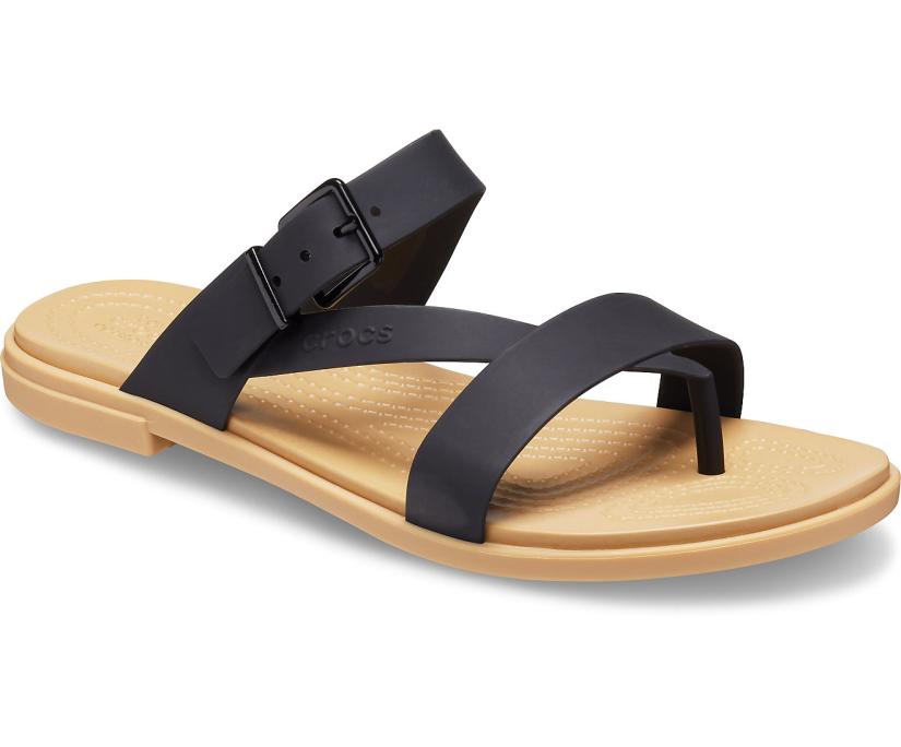 Women Crocs Tulum Toe Post Sandal Black / Tan | Crocs Sandals