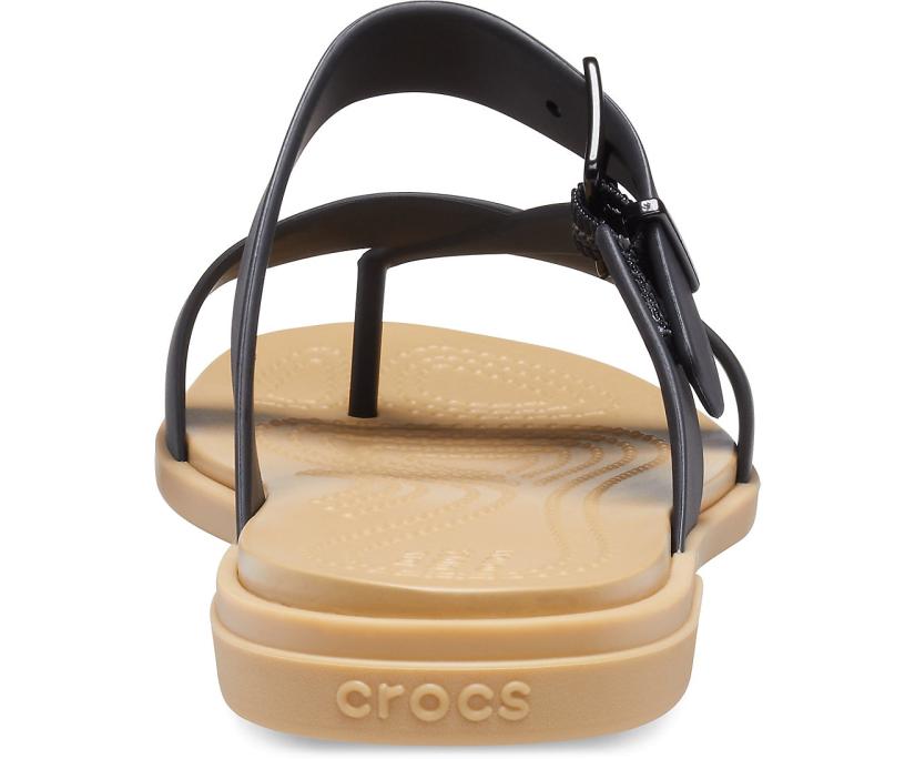 Women Crocs Tulum Toe Post Sandal Black / Tan | Crocs Sandals