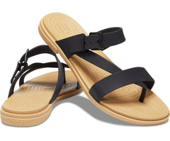 Women Crocs Tulum Toe Post Sandal Black / Tan | Crocs Sandals