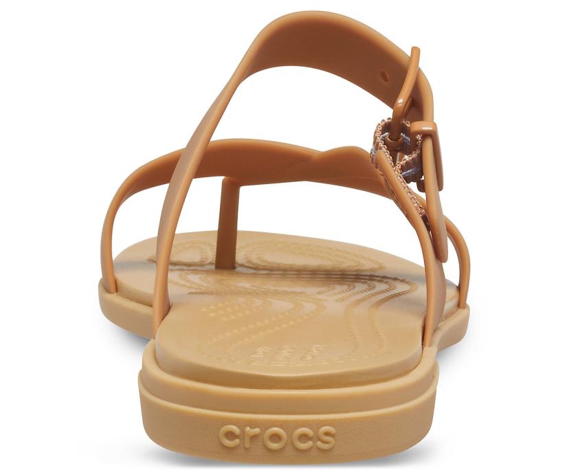Women Crocs Tulum Toe Post Sandal Dark Gold | Crocs Sandals