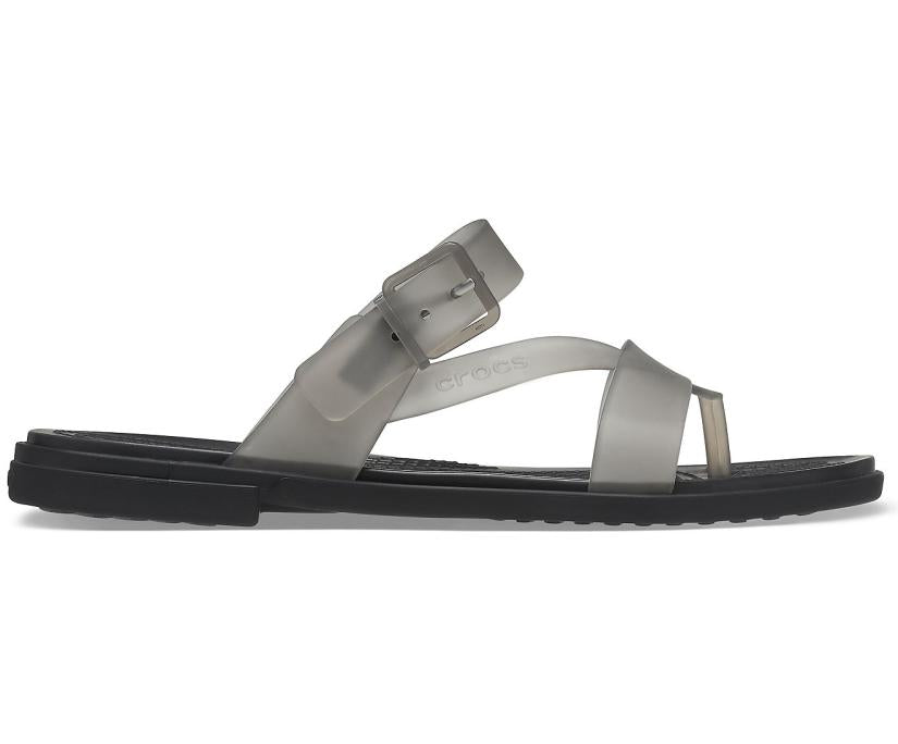 Women Crocs Tulum Translucent Toe Post Black | Crocs Sandals
