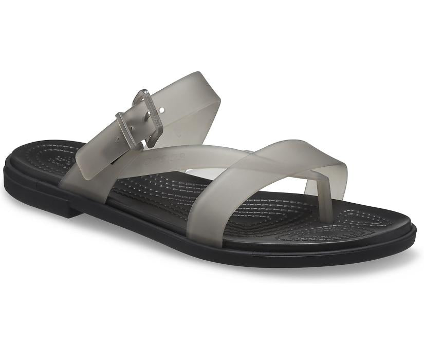 Women Crocs Tulum Translucent Toe Post Black | Crocs Sandals