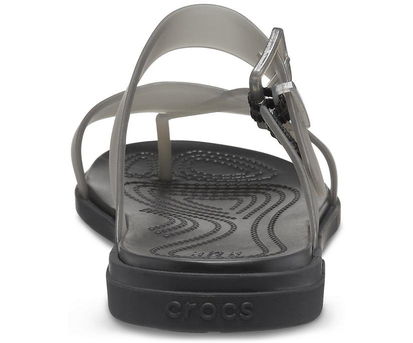 Women Crocs Tulum Translucent Toe Post Black | Crocs Sandals