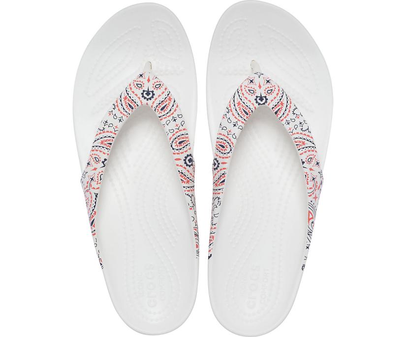 Women Kadee II Americana Paisley Flip White / Multi | Crocs Flip-Flops
