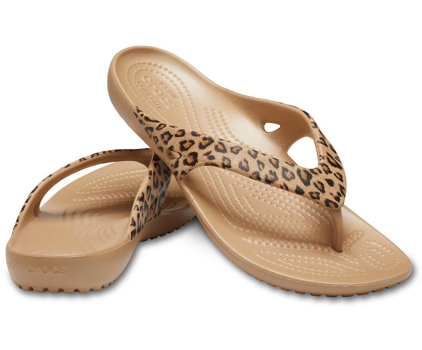 Women Kadee II Leopard Flip Leopard / Gold | Crocs Sandals