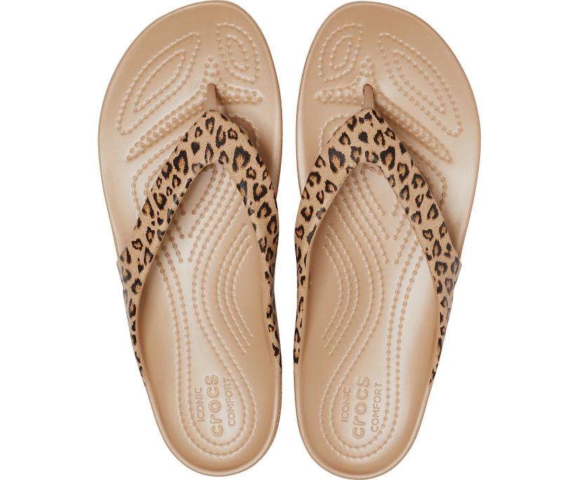 Women Kadee II Leopard Flip Leopard / Gold | Crocs Sandals