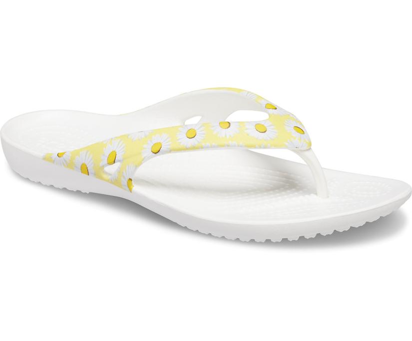 Women Kadee II Printed Flip White / Yellow Daisy | Crocs Sandals