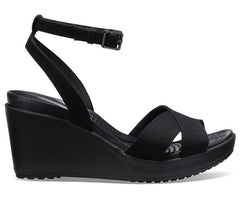 Women Leigh II Cross-Strap Ankle Wedge Black / Black | Crocs Wedges