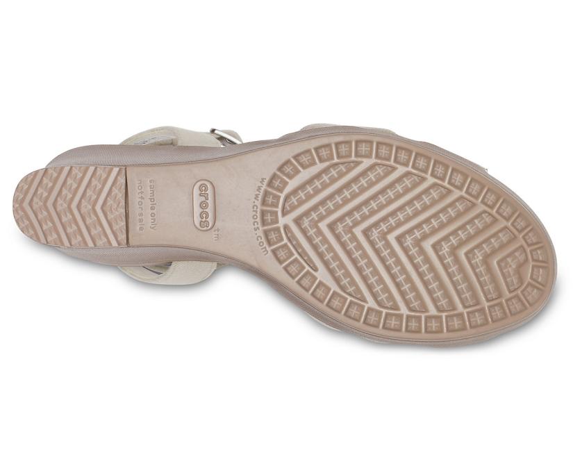 Women Leigh II Cross-Strap Ankle Wedge Oat / Mushroom | Crocs Wedges