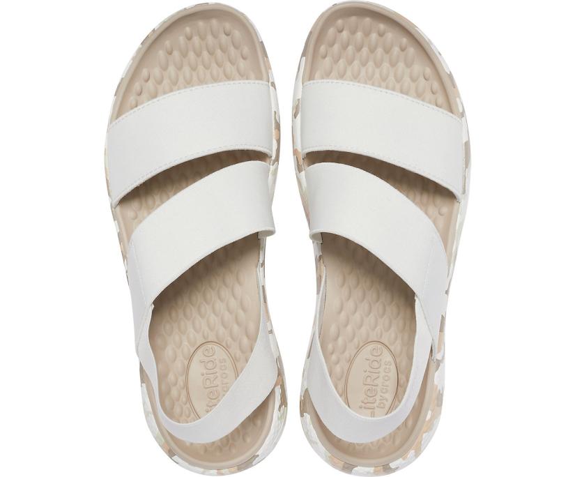 Women LiteRide™ Printed Camo Stretch Sandal Almost White | Crocs Sandals