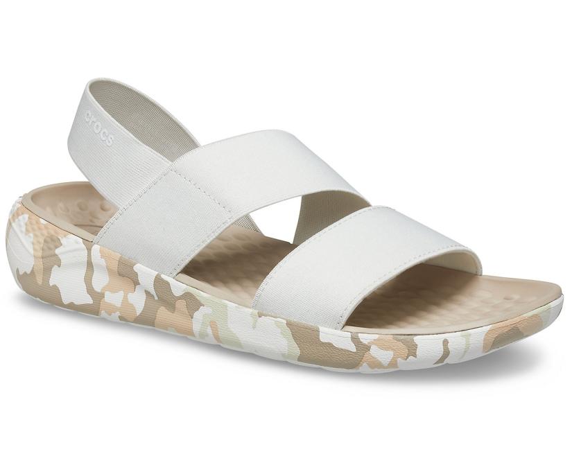 Women LiteRide™ Printed Camo Stretch Sandal Almost White | Crocs Sandals