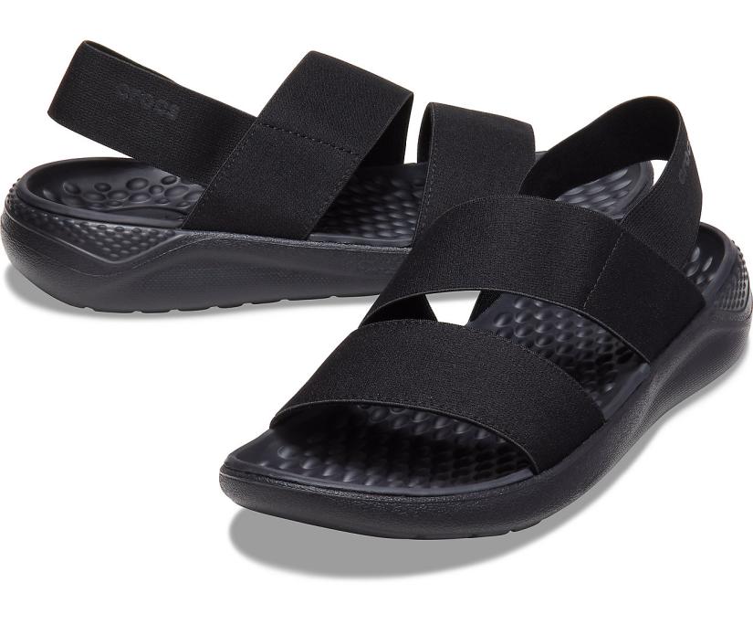 Women LiteRide™ Stretch Sandal Black / Black | Crocs Sandals