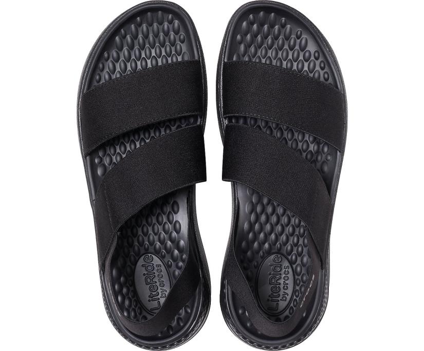 Women LiteRide™ Stretch Sandal Black / Black | Crocs Sandals